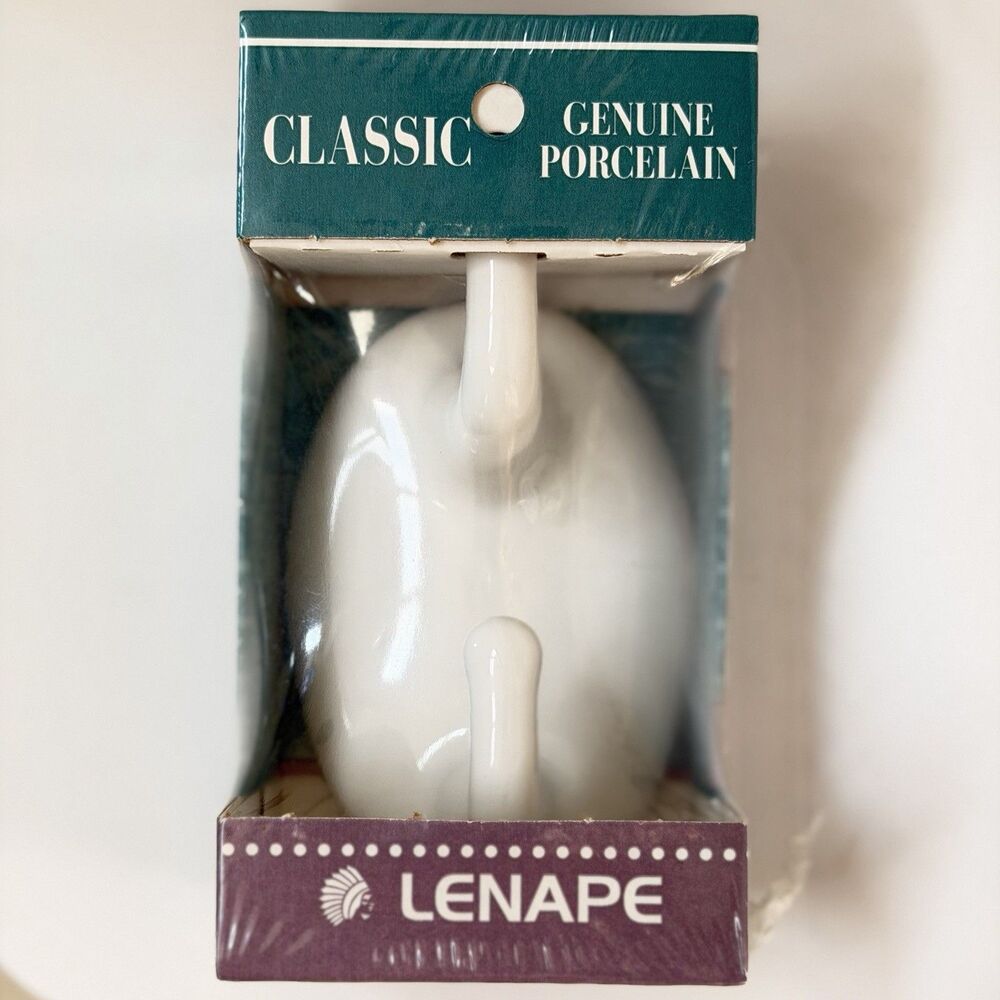 Vintage Lenape Classic Double Robe Hook Genuine Porcelain White 1999 NEW SEALED